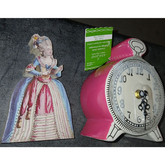 Ashland Pink and White Ceramic Clock One Size - Picture 3 of 9